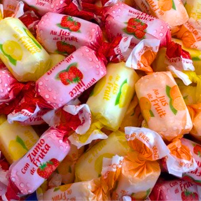 🌟 FruitJuice Toffee - Zuckerfreie Süßigkeiten (100 g) - Trümmer