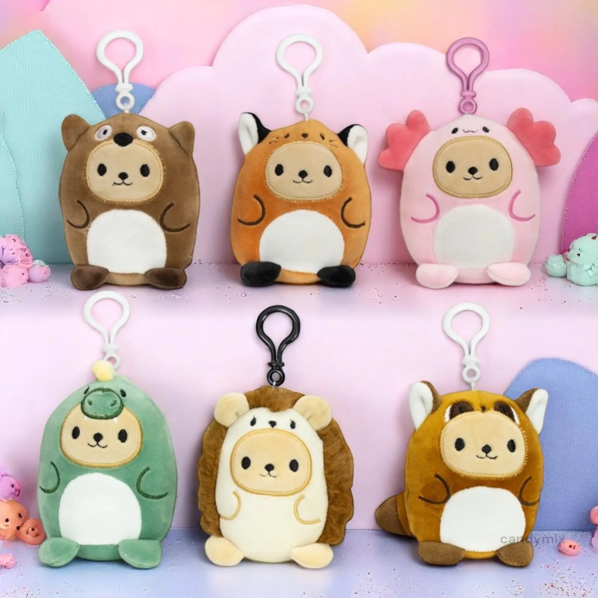 Kawaii peluche Bagclip en costume d'animal 10cm