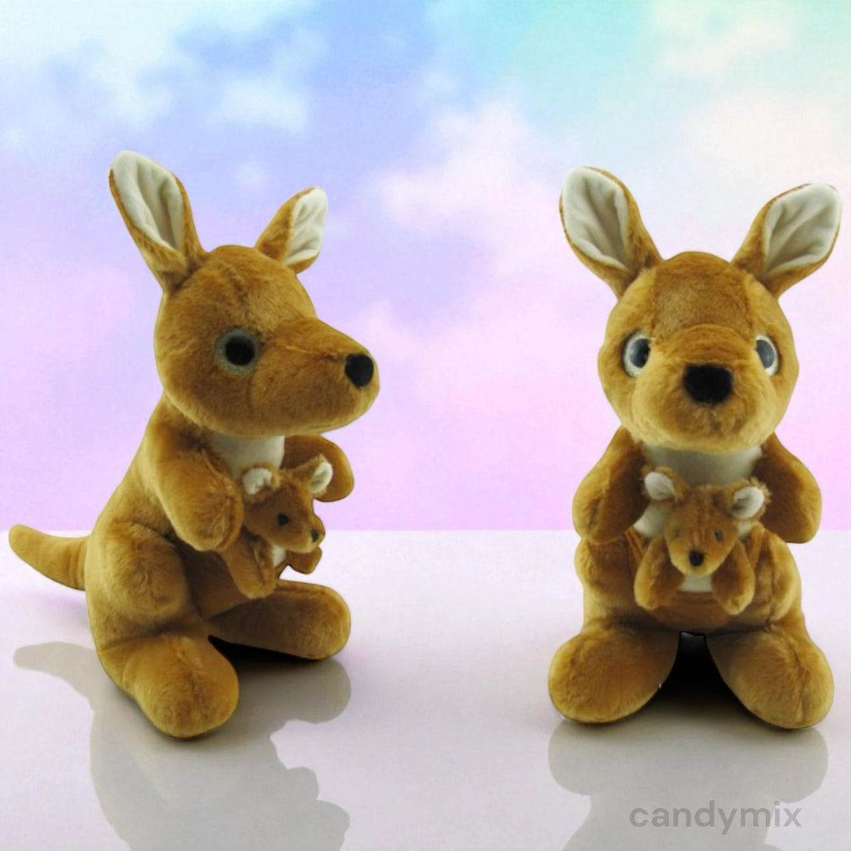 Peluche Kangourou avec son bébé - 30 cm