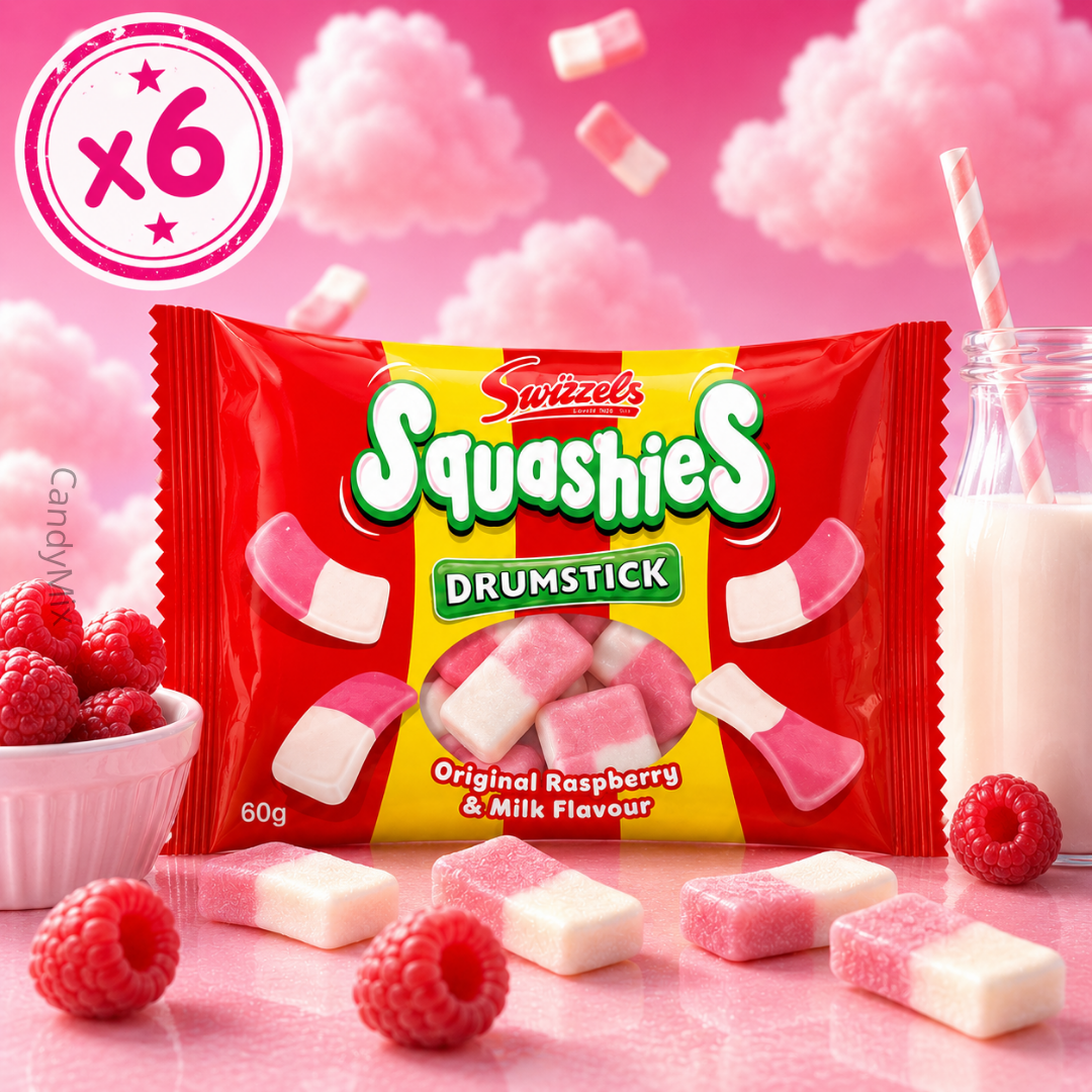 Image Swizzels Squashies Drumstick - Raspberry & Milk 60g x 6