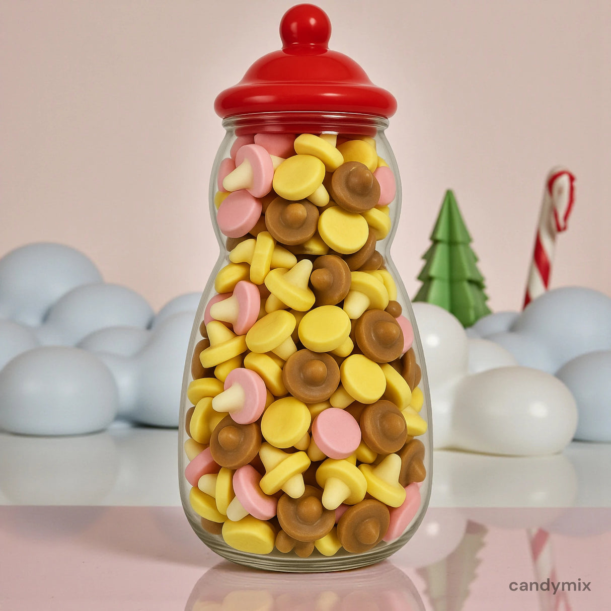 Bonbonnière Bonhomme de Neige Champignons Guimauves