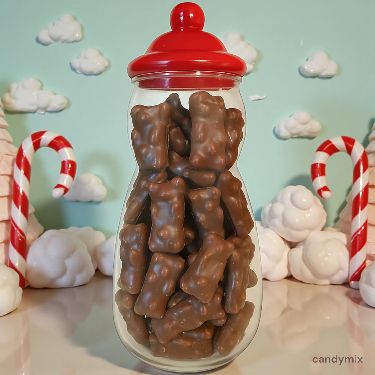 Bonbonnière Bonhomme de Neige Oursons Guimauves Chocolat Lait (400g)