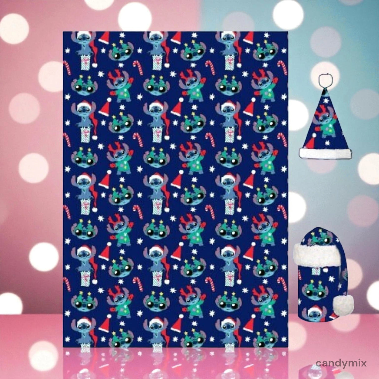 Kit Cadeau Stitch Bleu Foncé | Plaid + Chapeau