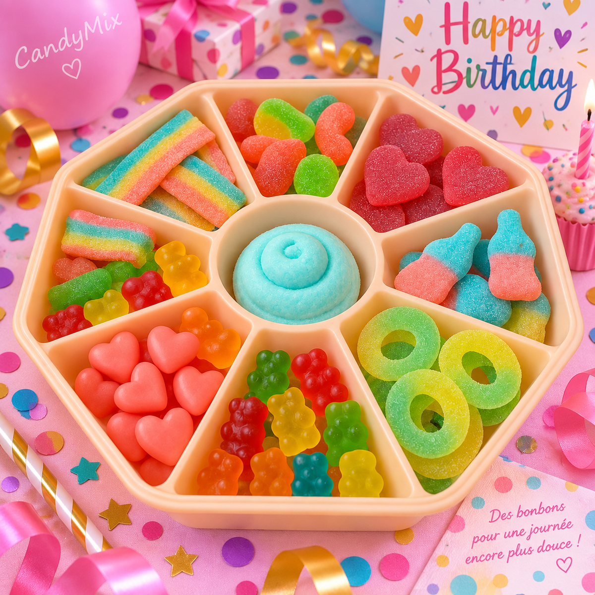Plateau de Bonbons Anniversaire 1.3kg
