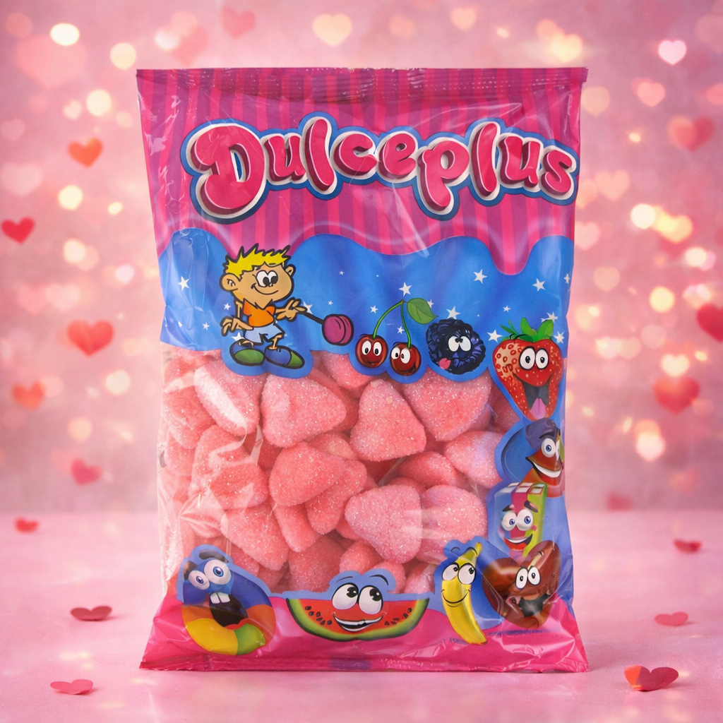 sachet de coeur fourrés roses