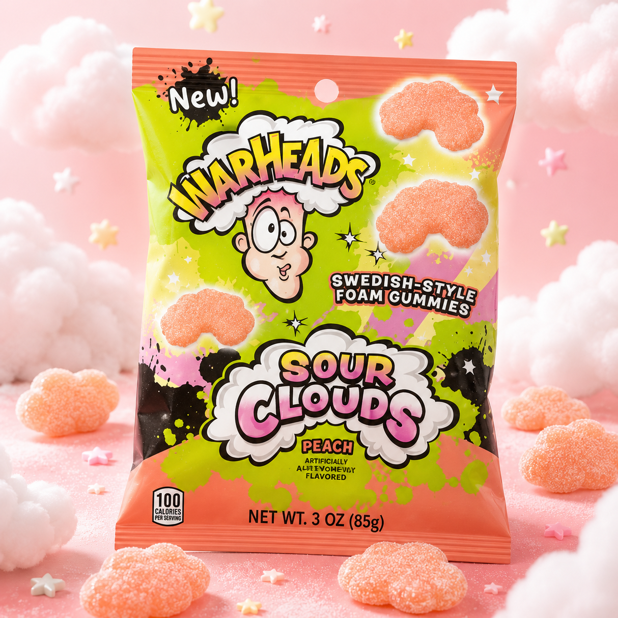 Warheads Sour Clouds Peach 85 g