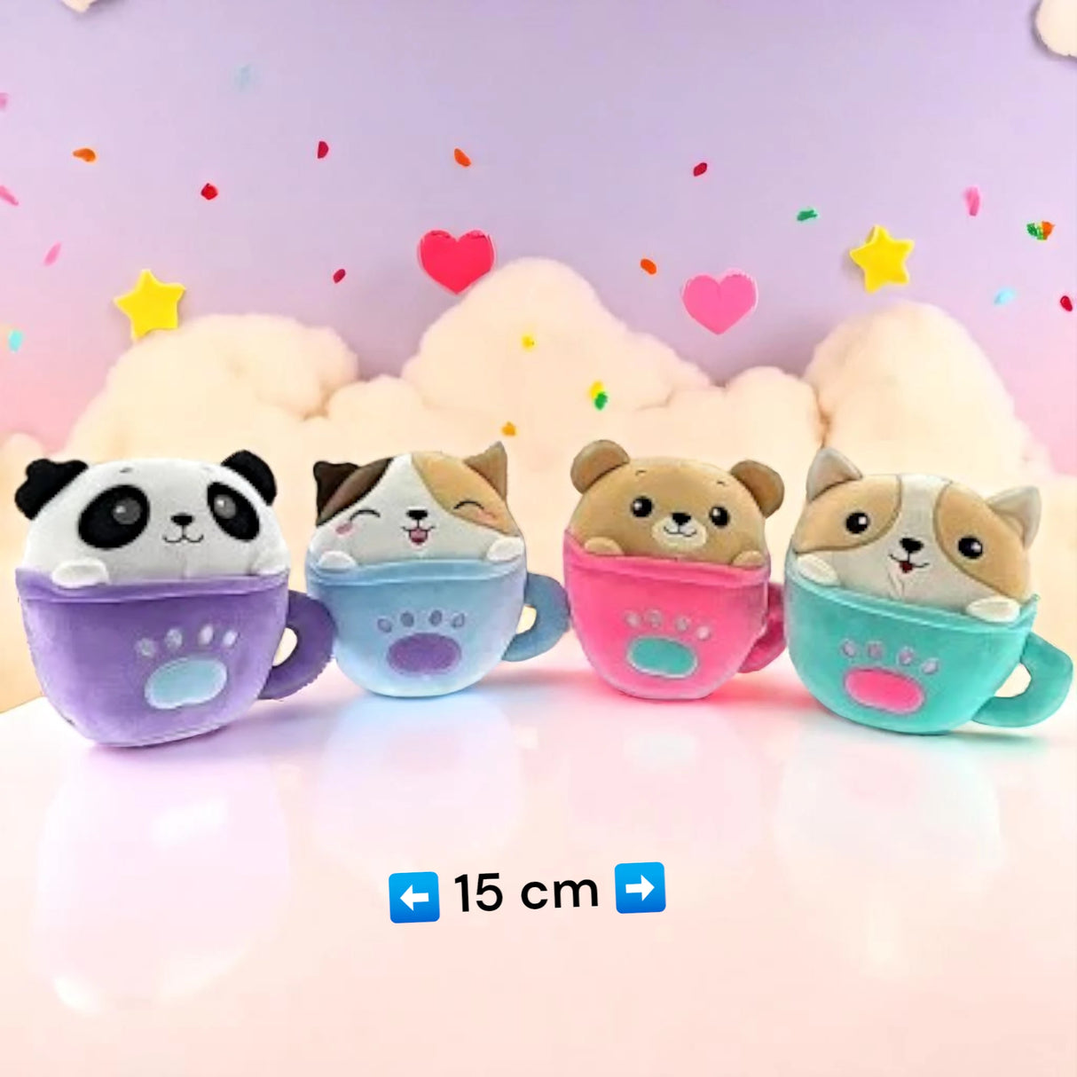 Peluche Tasse Animal Cute 15cm