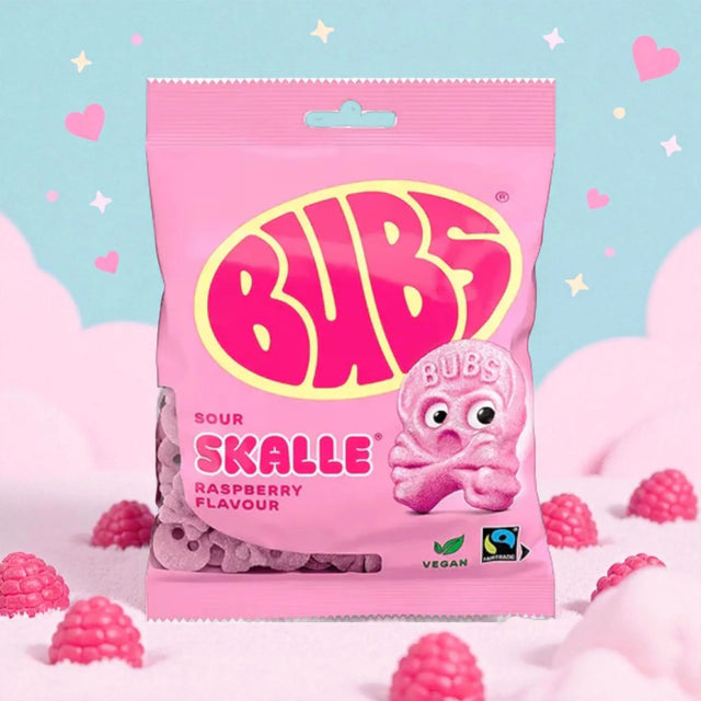 Bubs Mini Crânes Raspberry - Bonbons Suédois | CandyMix