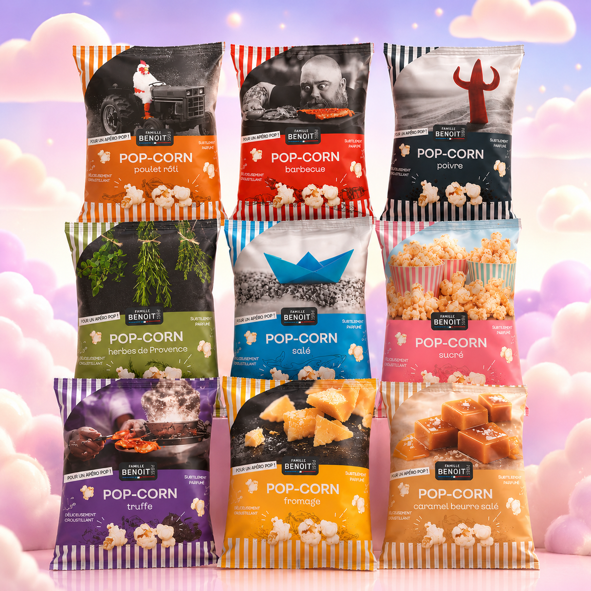 Pack Pop Corn Sucré et Salé - 9 saveurs - 9 sachets