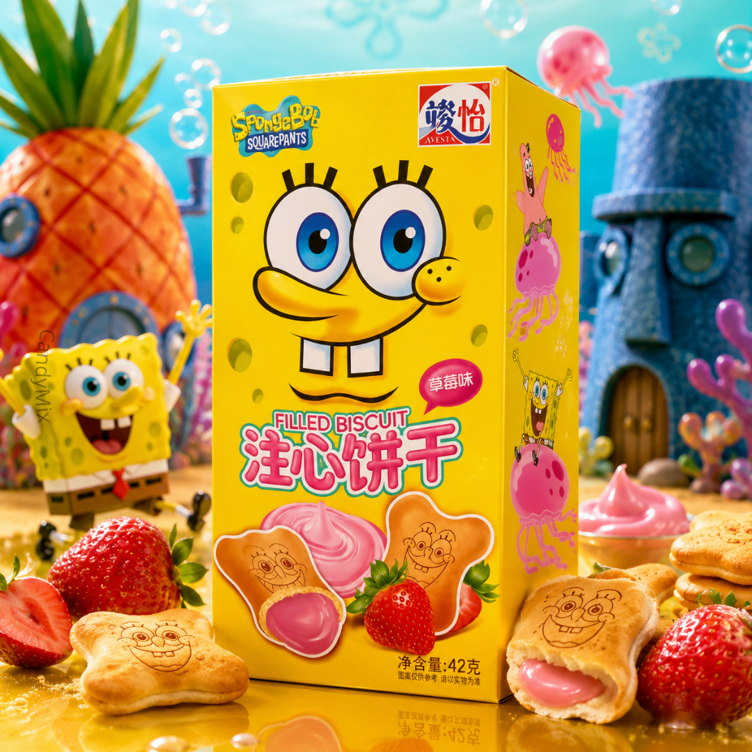 Image SpongeBob Hearth Filled Cookies Strawberry