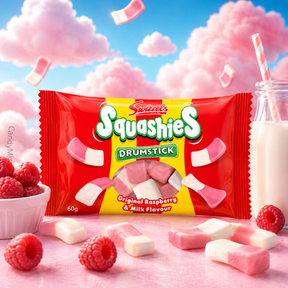 Image Swizzels Squashies Drumstick - Raspberry & Milk 60g