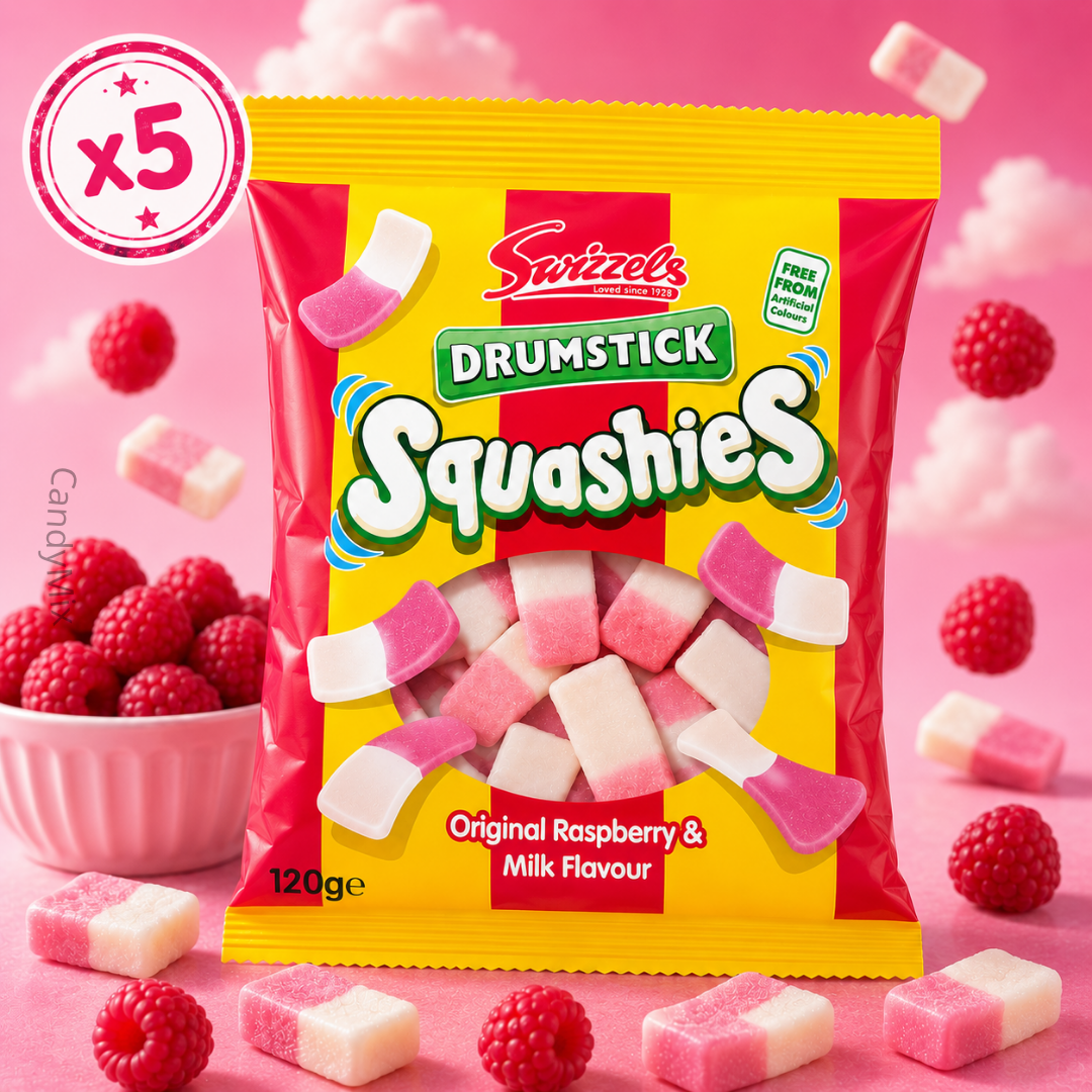 Image Swizzels Squashies Drumstick - Raspberry & Milk Flavour 120g x 5