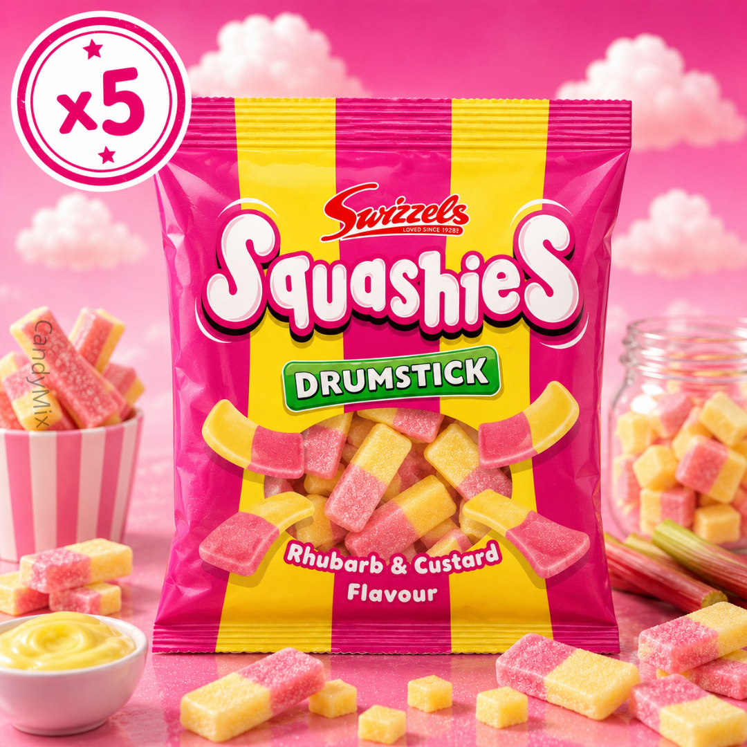 Image Swizzels Squashies Drumstick - Rhubarb & Custard 120g x 5
