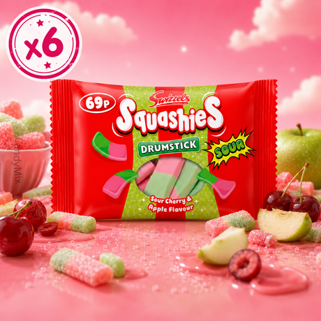 Image Swizzels Squashies Drumstick - Sour Cherry & Apple 60g x 6
