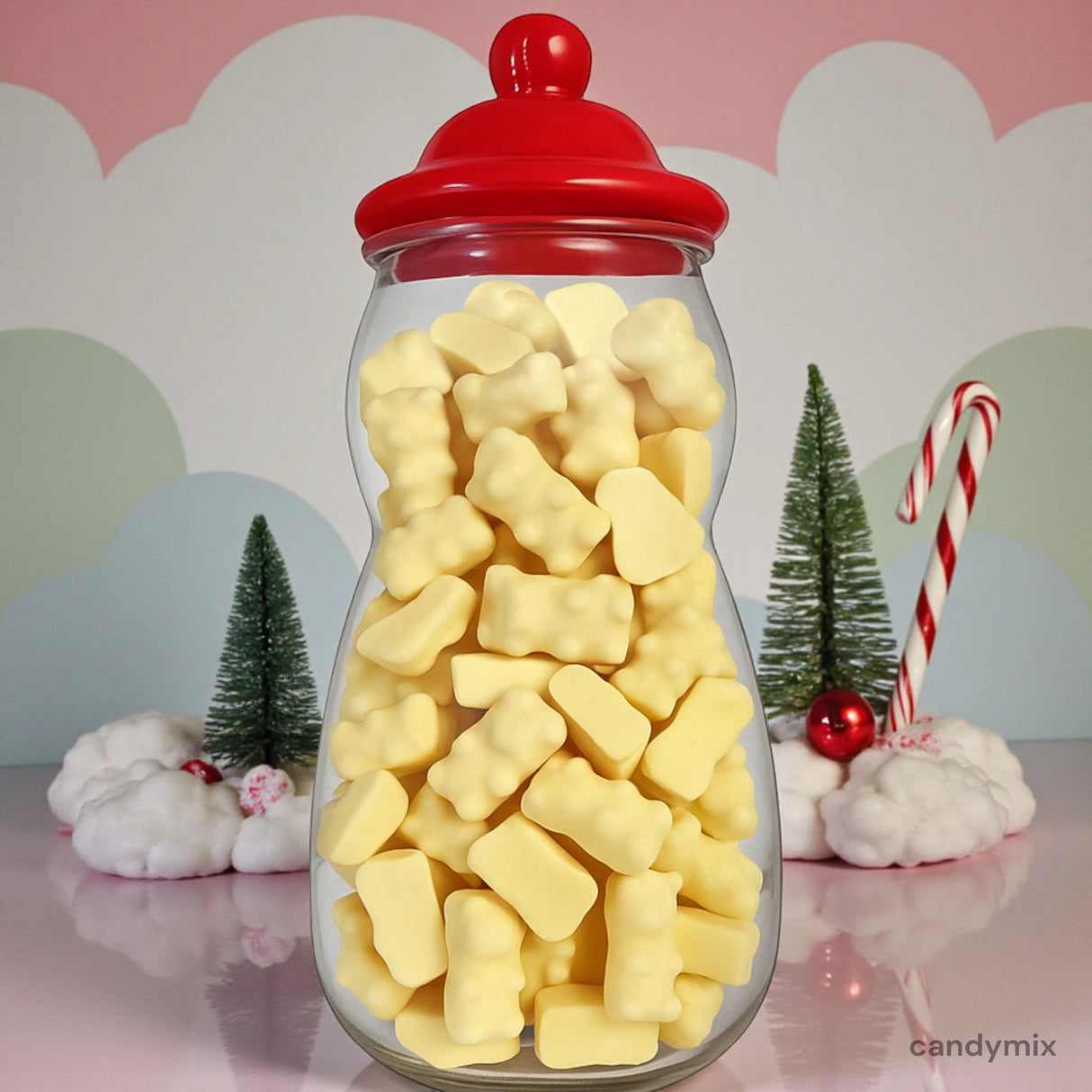 Bonbonnière Bonhomme de Neige Oursons Guimauves Chocolat Blanc (400g)