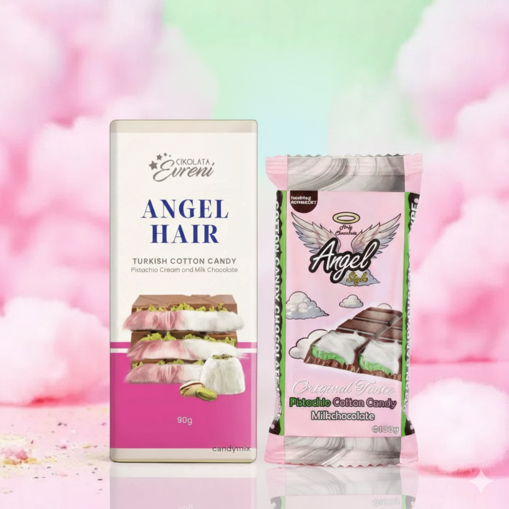 Lot de 2 Chocolats de Dubaï – Barbe à Papa, Pistache & Cheveux d’Ange