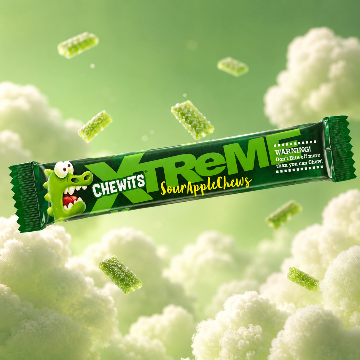 Chewits Xtreme Sour Chews Apple 34 g