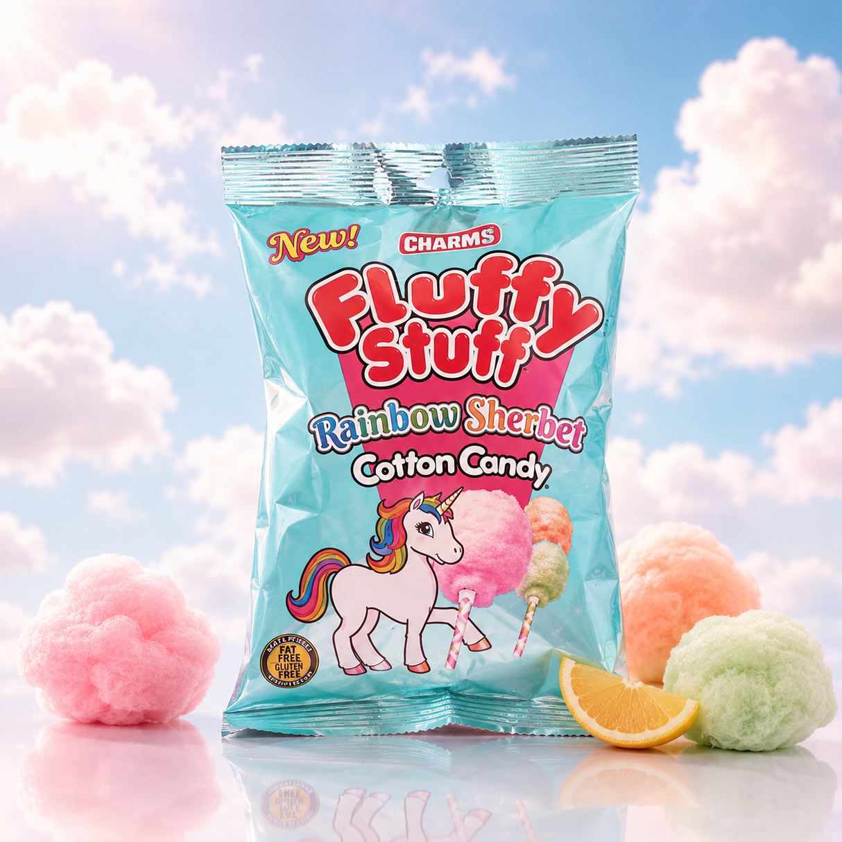Charms Fluffy Stuff Cotton Candy Rainbow Sherbet 60 g