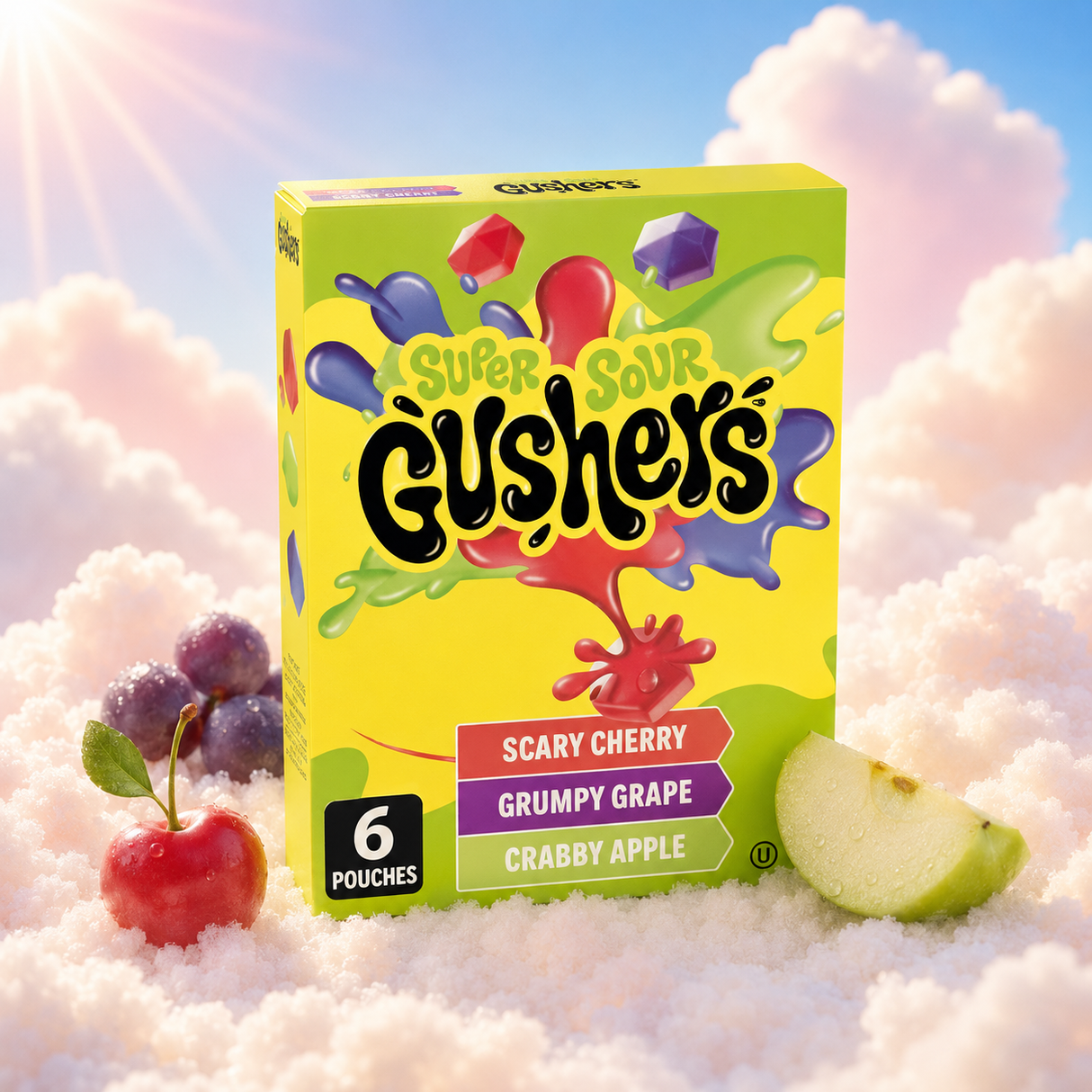 Fruit Gushers Super Sour 6 Pack 138 g