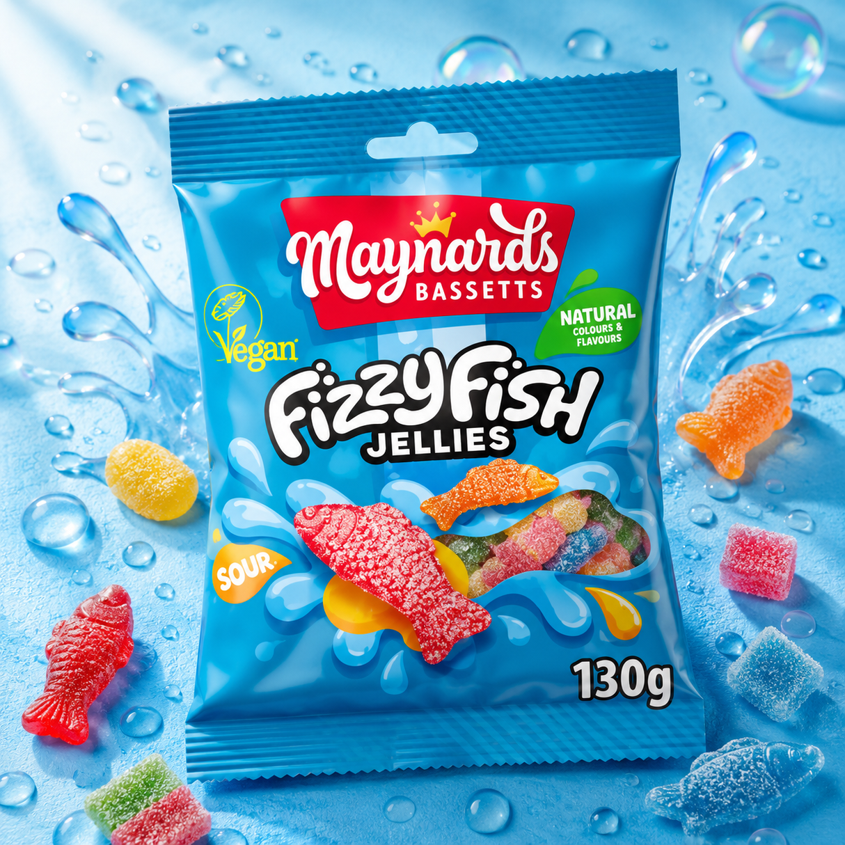 Maynards Bassetts Fizzy Fish Jellies 130 g