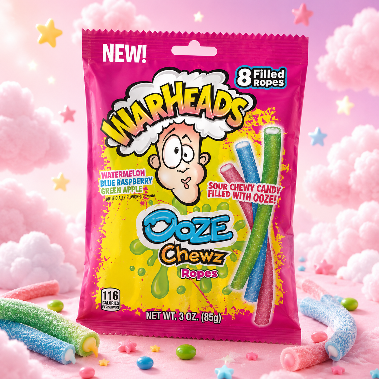 Warheads Ooze Chewz Ropes 85 g